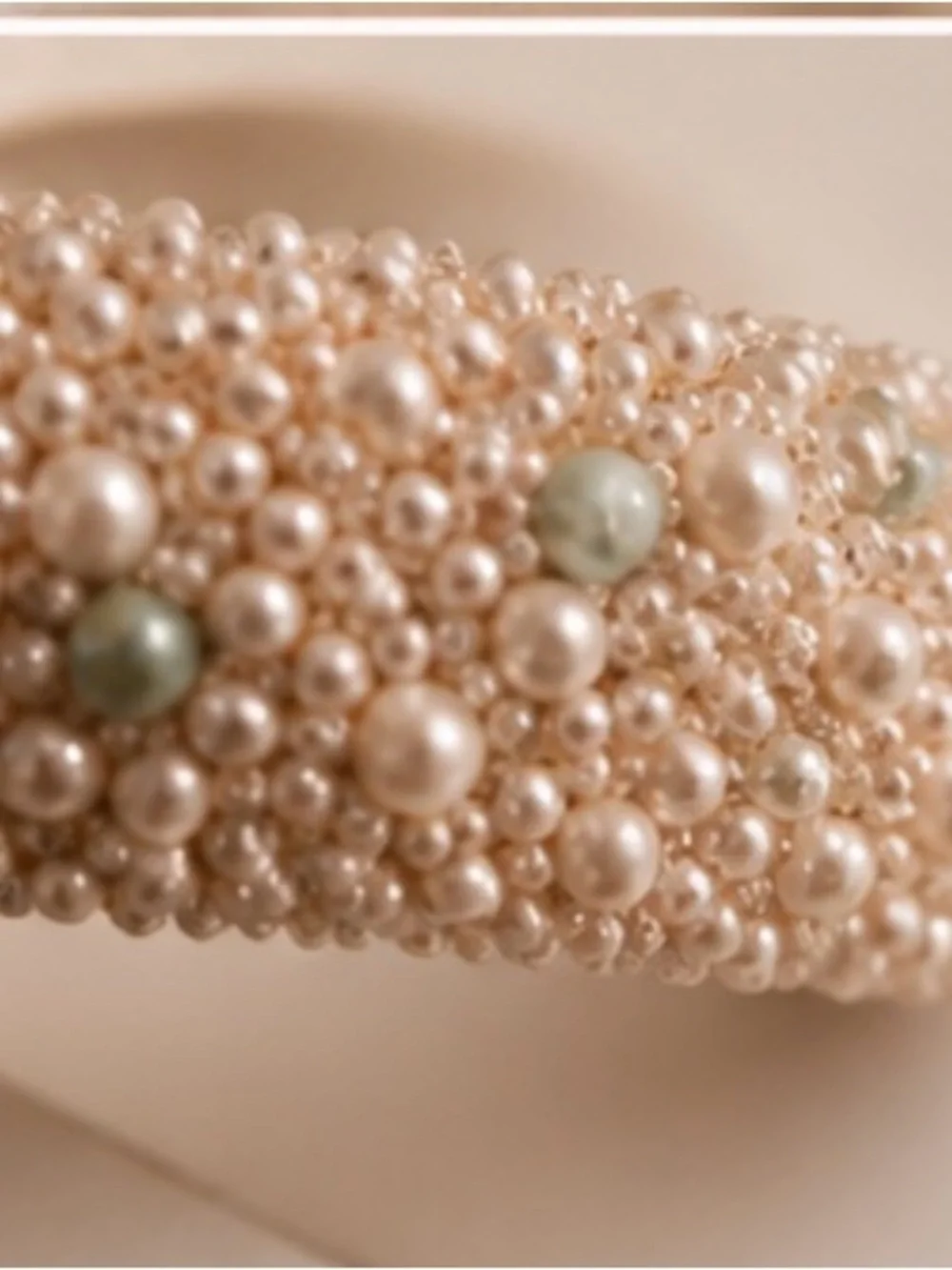 Pearl-Cluster Padded Headband in Blush